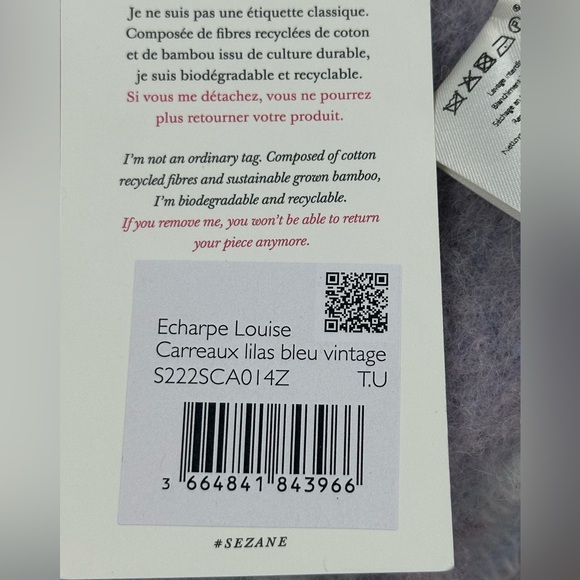 NWT Sezane Louise Scarf, Lilac and Vintage Blue - Picture 8 of 9